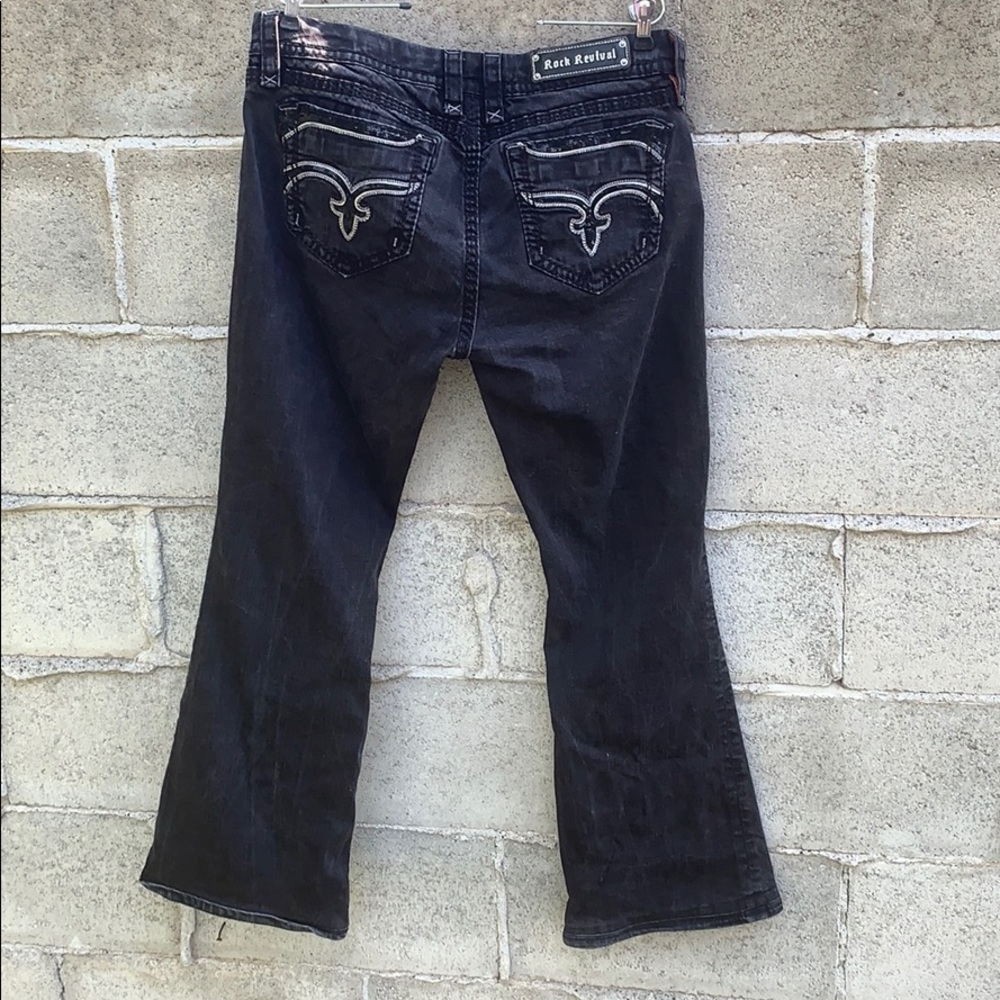 ROCK REVIVAL POLLY FLAIR BLACK SEQUIN JEANS 34